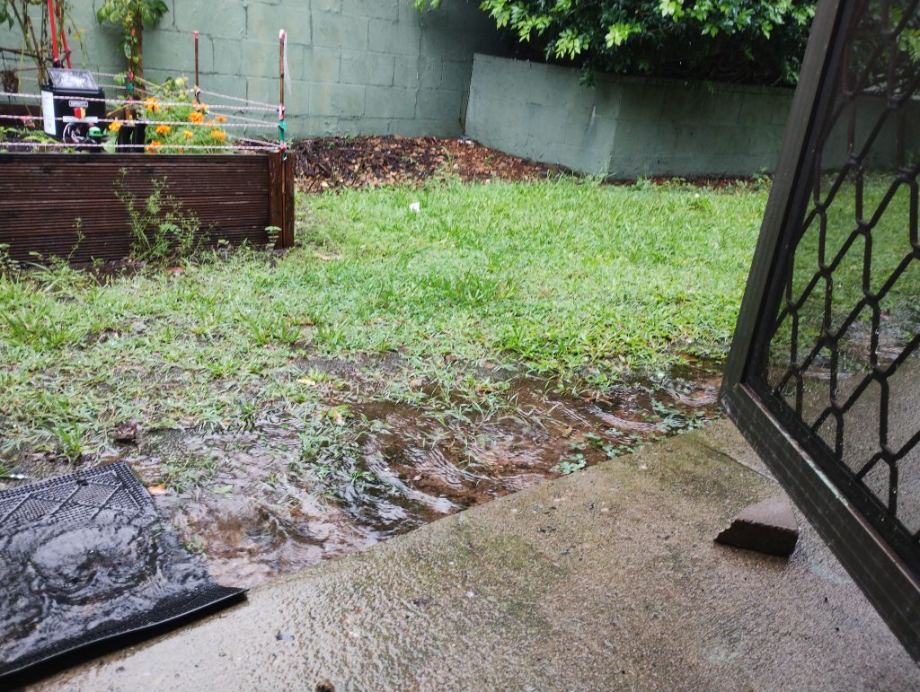 Water creeping up nearing back door.